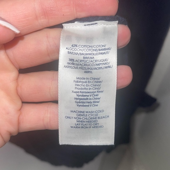 CHAPS Navy Blue V-Neck Cable Knit Sweater M - Picture 6 of 6